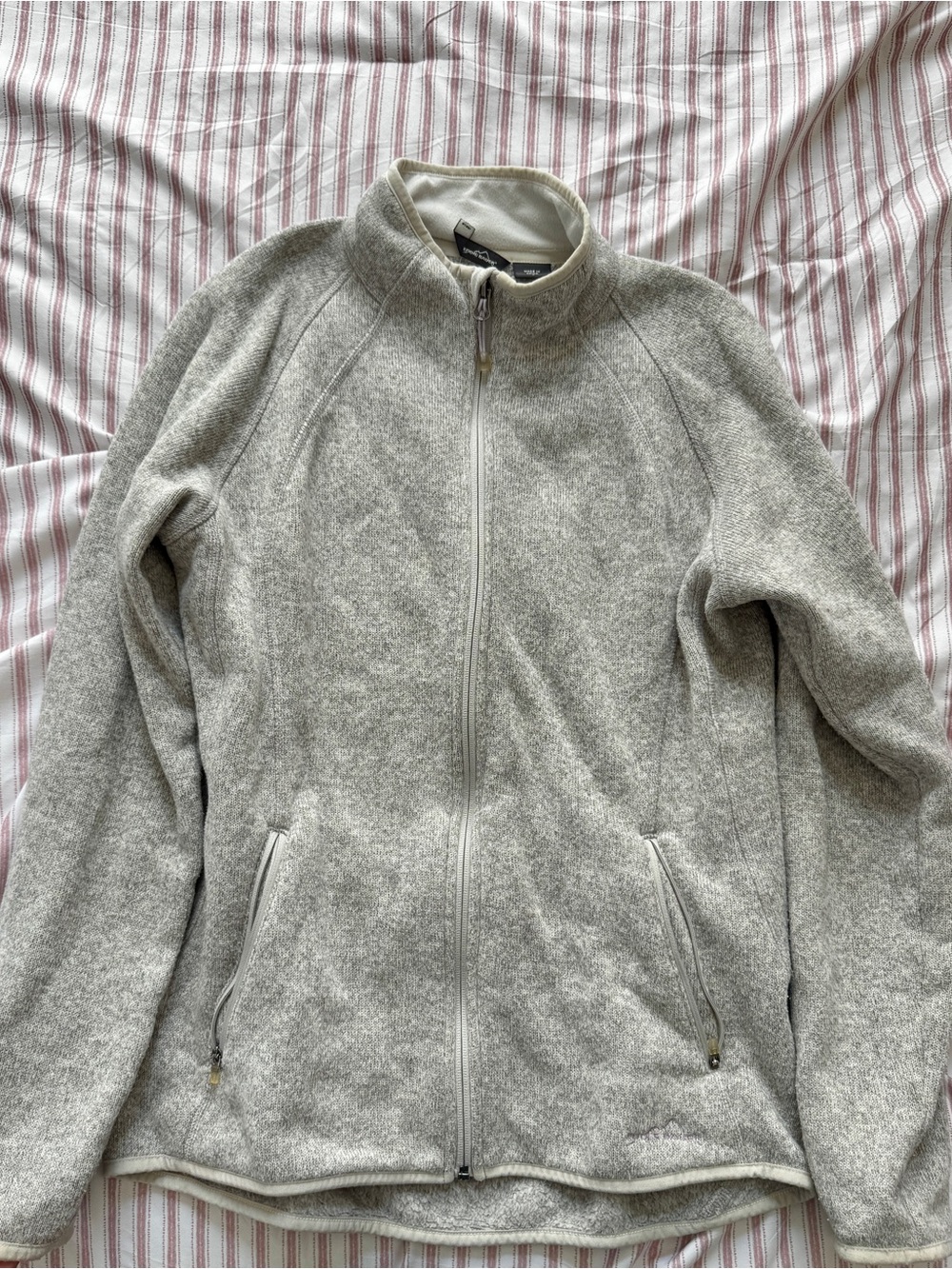 Eddie Bauer Light Gray Full-Zip Fleece Jacket